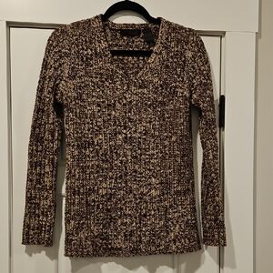 Express V-Neck Sweater in Brown and Cream
